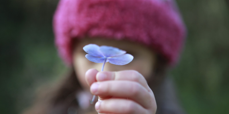Child holding a flower